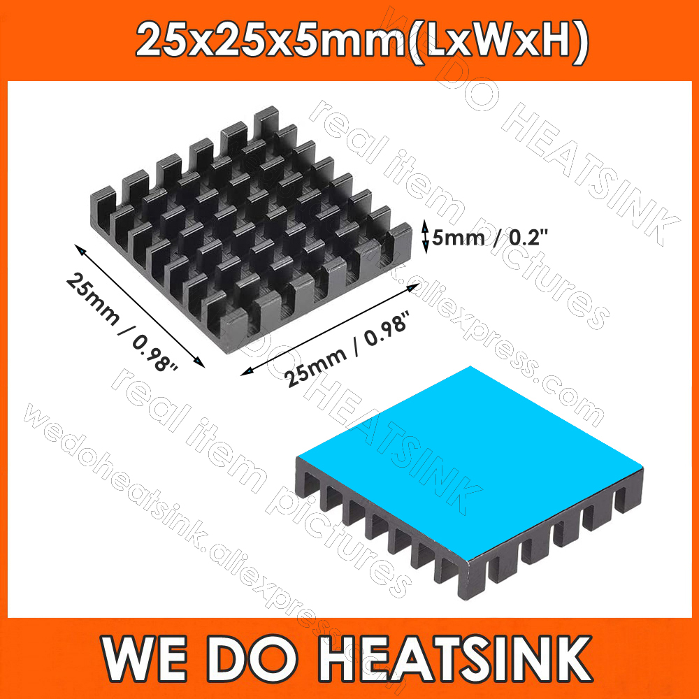 Aluminium Extrusion - مشتت حراري أسود مقاس 25×25×5 ملم
