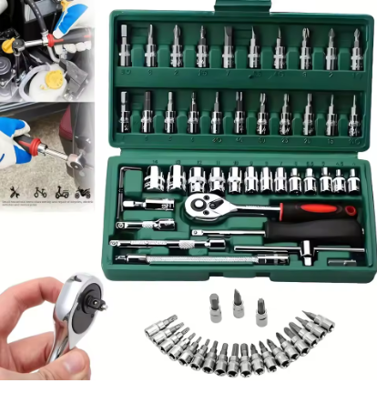 Cnc Bits - 46 قطعة محرك مجموعة مقابس 1/4