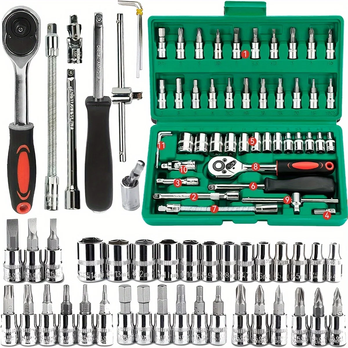 46 قطعة محرك مجموعة مقابس 1/4  - مراجعة Cnc Bits وسعره
